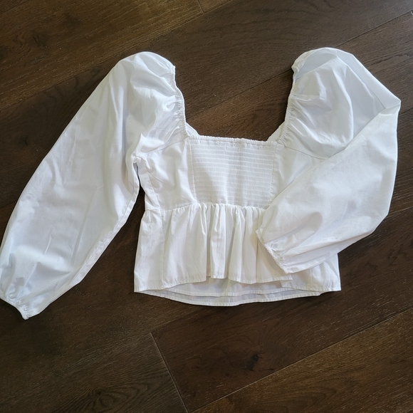 Abercrombie & Fitch Baby Doll Poplin White Top *New Without Tags* - Picture 5 of 7